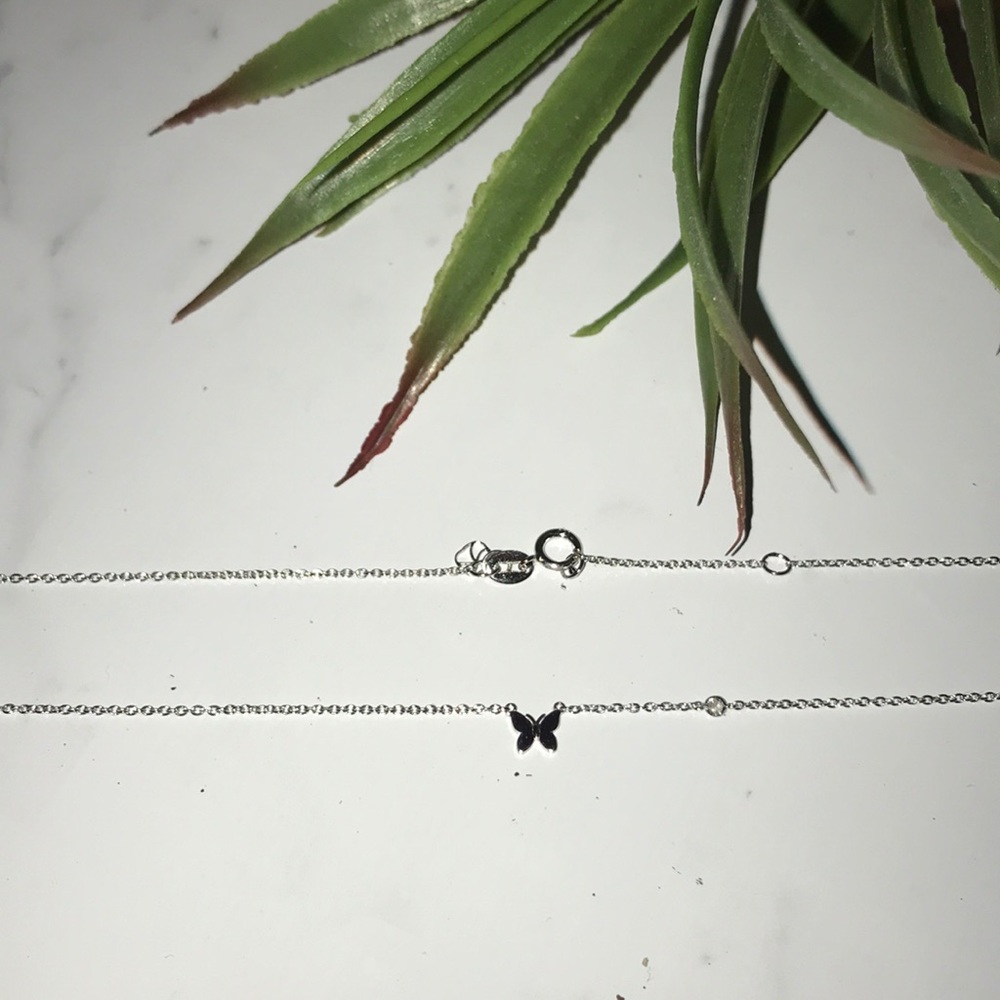 *Diamond Bezel* Shy by Sydney Evan Butterfly Nklce